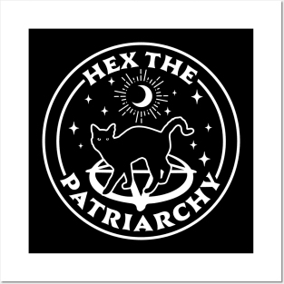 Hex The Patriarchy Feminist Witch Halloween Cat Gothic Goth Posters and Art